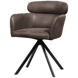 374080-Z | Fenne draaibare eetkamerstoel - lederlook zwart/grijs | WOOOD Exclusive