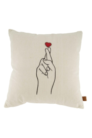 Kussen hand 45x45cm - peper en zout | Zusss -  Wordt verwacht!