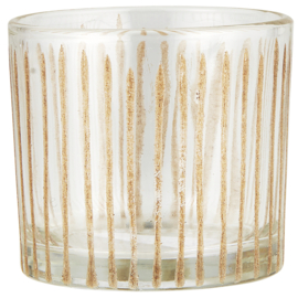 6006-00 | Candle holder glass f/tealight w/engraved stripes | Ib Laursen