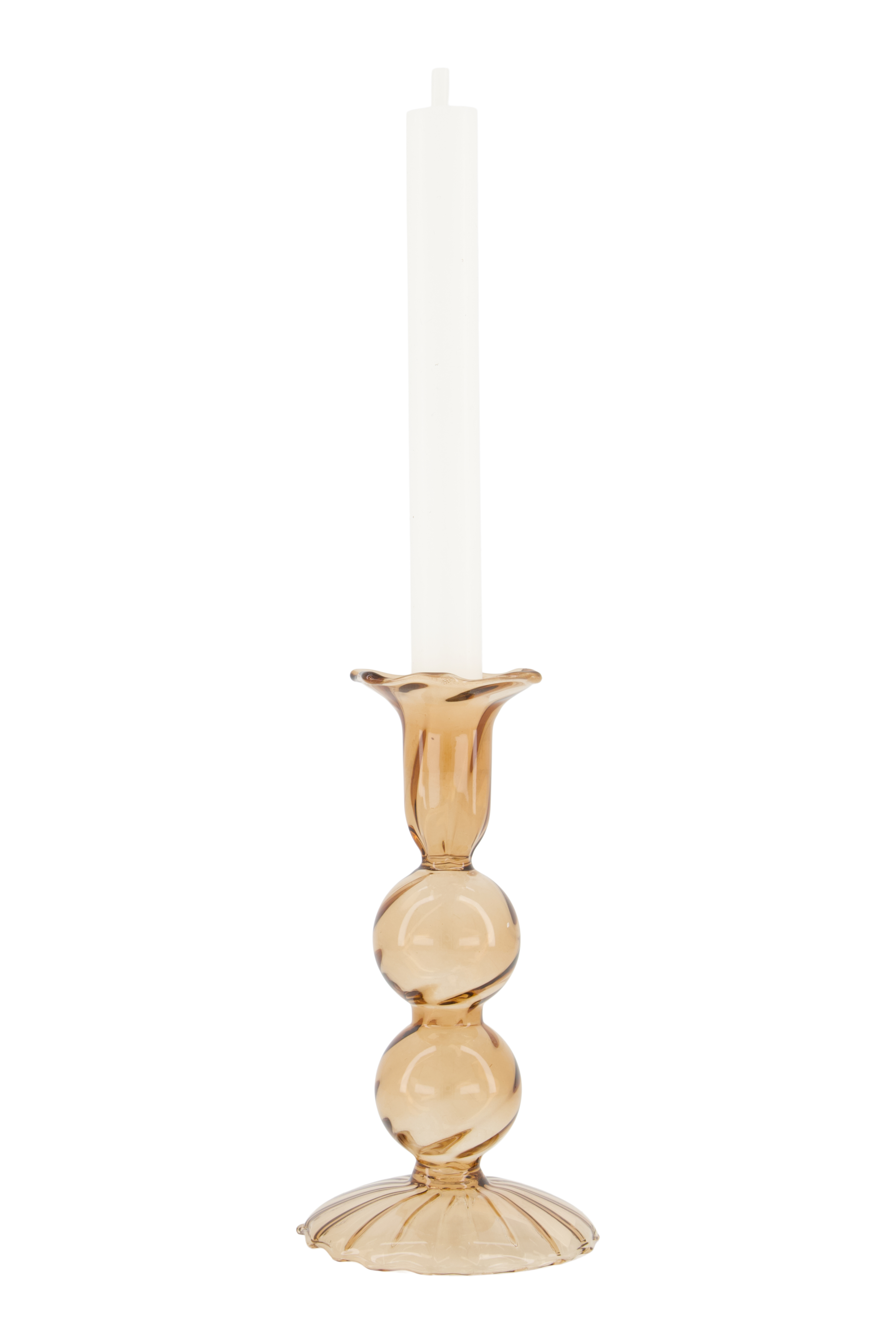 Kandelaar glas bolling L - bruin | Zusss 