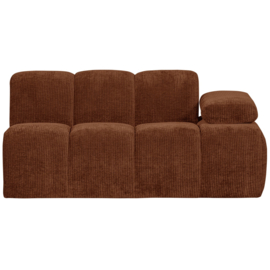 377454/5-R | Mojo 1,5-zits element met arm (links of rechts) - ribstof roestbruin | WOOOD