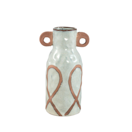 724960 | Freiah vase with motive M - cream/brown | PTMD