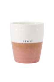 Koffiemok lovely - wit/donkerroze | Zusss