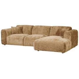 375073-H | Cloud chaise longue rechts - geweven chenille honinggeel | WOOOD