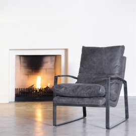  92090 | Fauteuil Lex - antraciet vintage leer | Eleonora