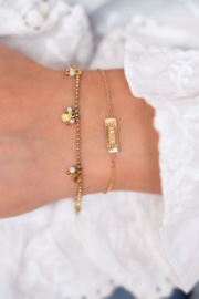 Armband parels & rondje - goud | My Jewellery