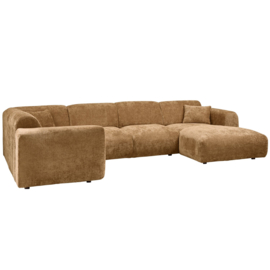 375074-H | Cloud hoekbank links - geweven chenille honinggeel | WOOOD