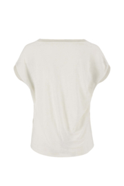  V-hals top met lurex boord - off white | Zusss 