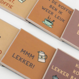 OZ3307 | Set van 6 onderzetters met rekje - koffie | HomeBound by KY
