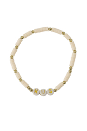 Kralen armband met tekst kus - off white | Zusss
