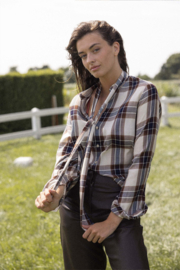 Ruit blouse met strik - kit/caramel | Zusss