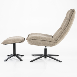  95593 | Fauteuil Marcus met voetenbank - beige baquer | Eleonora