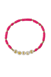 Kralen armband met tekst smile  - fel roze | Zusss