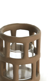 7783383 | Theelicht Ø8,5x10 cm ALIMOS - donkerbruin | Light & Living