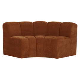 377902- R | Mojo eetbank half ronde hoek met rugleuning - rib roestbruin | WOOOD