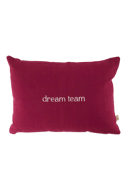Kussen dreamteam 35x25cm - donkerrood/peper en zout | Zusss 