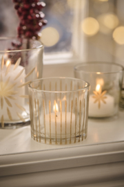 6006-00 | Candle holder glass f/tealight w/engraved stripes | Ib Laursen