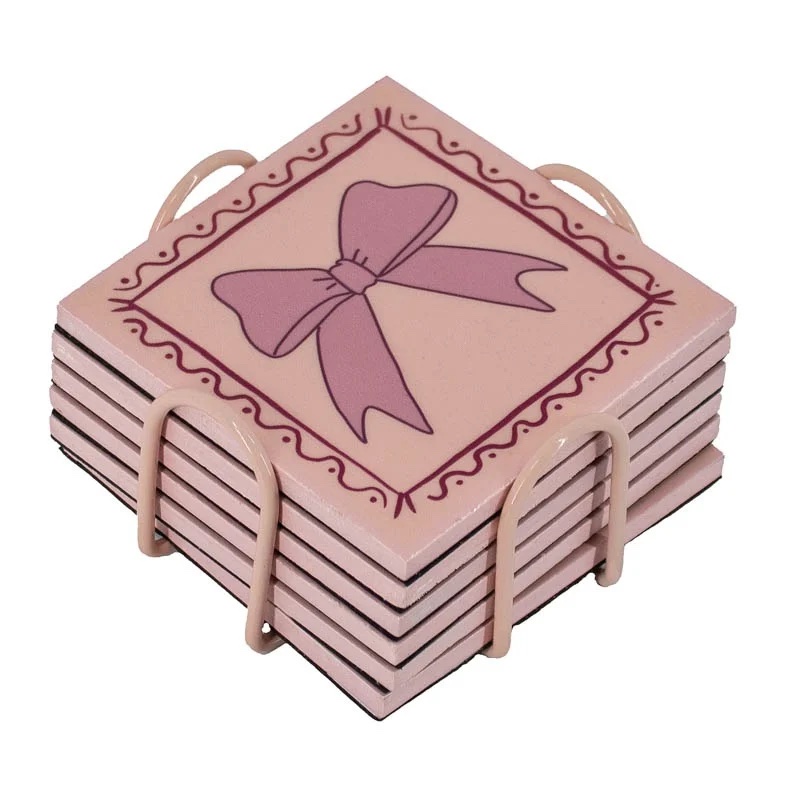 OZ3305 | Set van 6 onderzetters met rekje - bows | HomeBound by KY