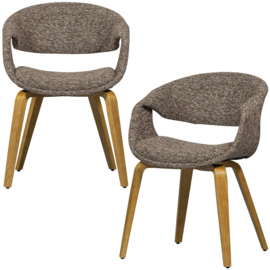 377505-BN | Yossi eetkamerstoel - bruin met houten poot naturel | WOOOD