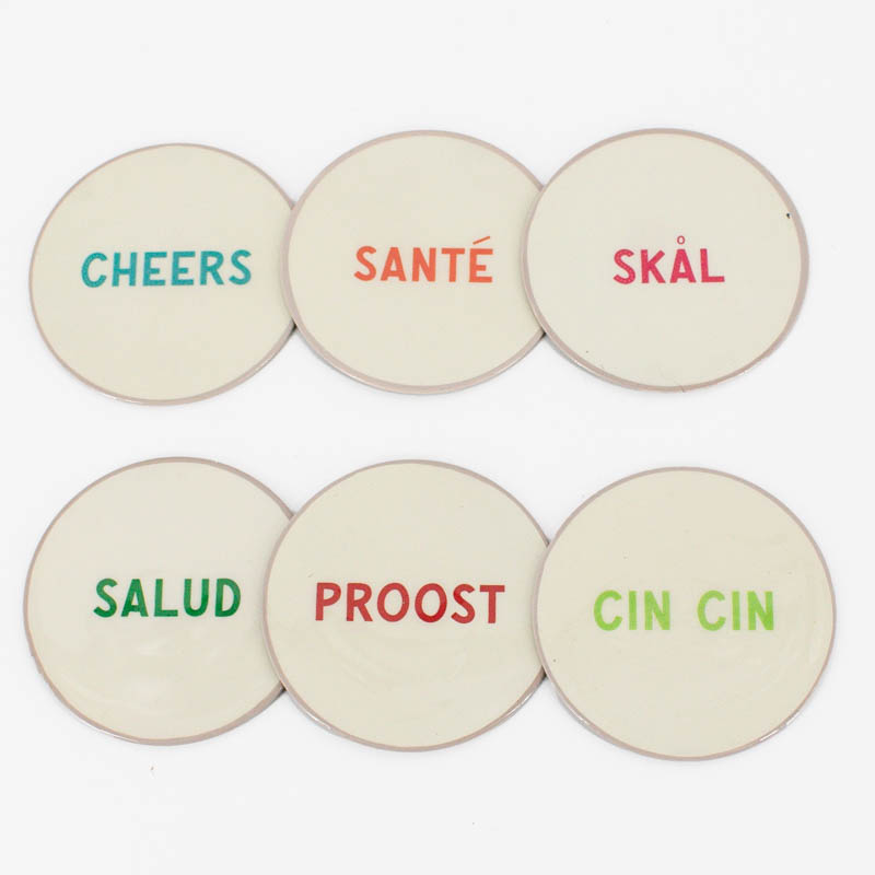 OZ3301 | Set van 6 onderzetters - proost | HomeBound by KY
