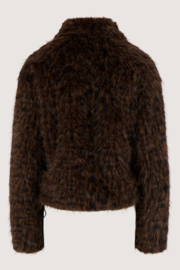 Imitatie bontjasje met luipaard print - Donkerbruin | Zusss 