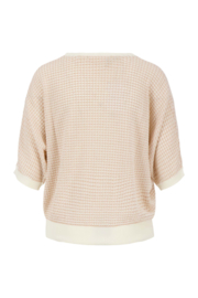 Ronde hals brei trui met lurex - sahara/wit | Zusss