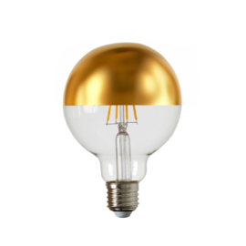 9906003 | Deco LED globe Ø9,5x14 cm LIGHT 4W - helder+mat goud E27 | Light & Living