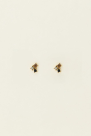 Studs met vierkante steentjes - goud/zilver | My Jewellery