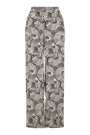 Wijde broek met grafische print - off white/zwart | Zusss 