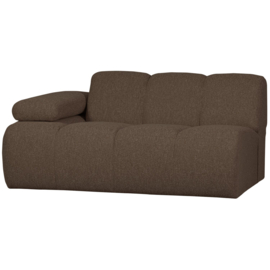 377454/5-BM | Mojo 1,5-zits element met arm (links of rechts) - bouclé bruin melange | WOOOD