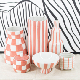 AS2957 | Aardewerk potje met deksel - check peach | HomeBound by Kolony