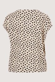  T-shirt met opgerolde mouw en stippenprint - off white/zwart | Zusss