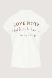  T-shirt met opgerolde mouw en print - off white | Zusss