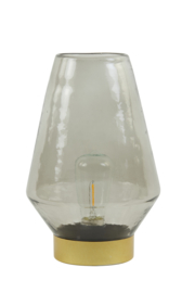 1866227 | Tafellamp LED Ø16x23,5 cm JAYA - glas warm grijs+goud | Light & Living 