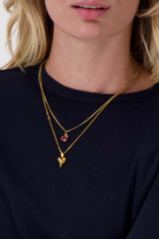 Rode hartjes ketting - goud/rood | Zusss