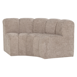 377902-WD | Mojo eetbank half ronde hoek met rugleuning - wollig donkerzand | WOOOD