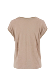  V-hals top met lurex boord - darker sand | Zusss 