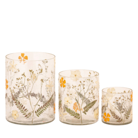 735967 | Ailla tealight with dried flowers S - orange | PTMD