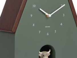 KA6162GR | Wall Clock Highland Cow Cuckoo - Jungle green | Karlsson by Present Time - Medio november verwacht!
