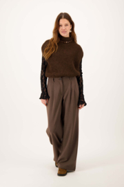 Grove mouwloze kol trui - dark choco | Zusss