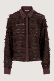 Feather blouse met lange mouw - donkerbruin | Zusss