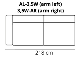 3,5-zits met 1 arm - Vegas 218x97 cm | Het Anker