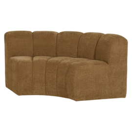 377902- H | Mojo eetbank half ronde hoek met rugleuning - rib honinggeel | WOOOD