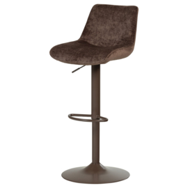 377486-D | Marten in hoogte verstelbare barstoel - chenille donkerbruin | WOOOD