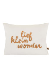 Kussen lief klein wonder 35x25cm - wit/camel | Zusss 