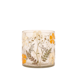 735967 | Ailla tealight with dried flowers S - orange | PTMD
