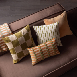 377780-G | Vola kussens (set van 4) - groen/oranje | WOOOD