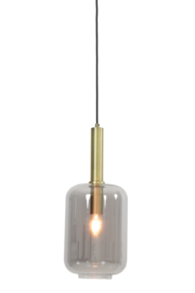 2946084 | Hanglamp Ø22x52 cm LEKAR antiek brons+smoke glas | Light & Living