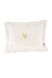 Kussen hartje rand gestikt 35x25cm - off white/goud | Zusss