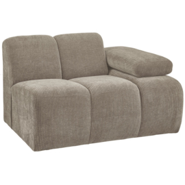 377452/3-D | Mojo 1-zits element met arm (links of rechts) - ribstof donkerzand | WOOOD